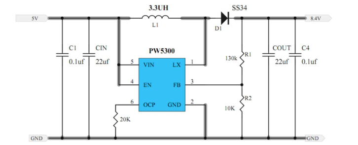 5V 升壓 8.4V， 5V 轉(zhuǎn) 8.4V 做兩節(jié)鋰電池充電芯片