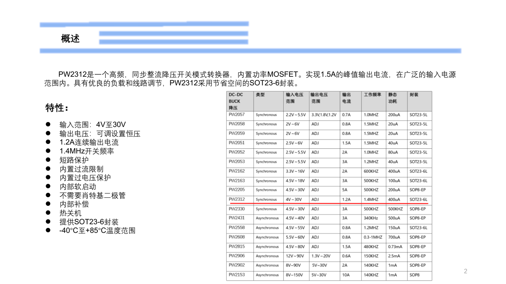 18V轉(zhuǎn)12V的芯片，PW2312的BOM和DEMO文件