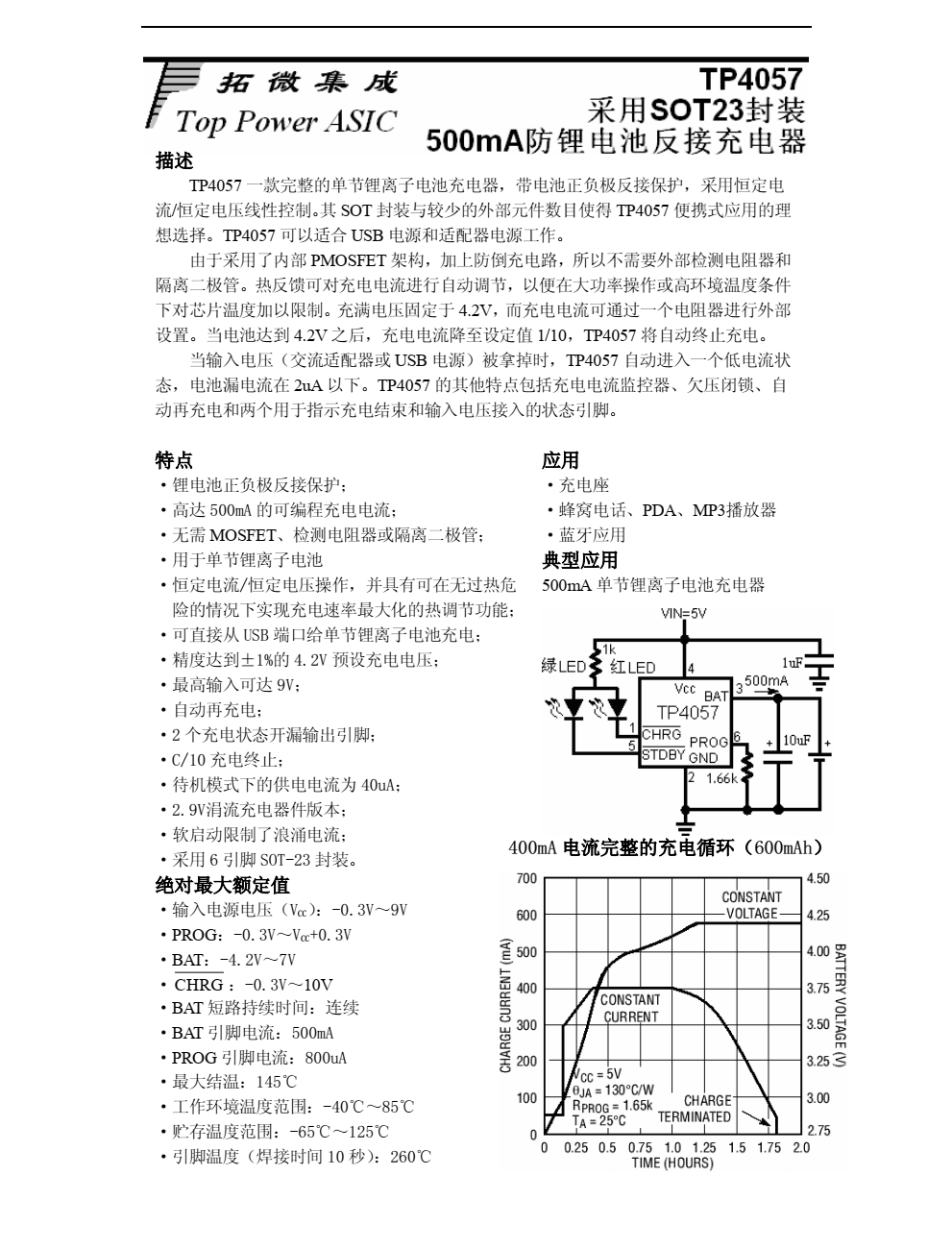 原裝正品TP4057封裝SOT23-6品牌南京拓品微