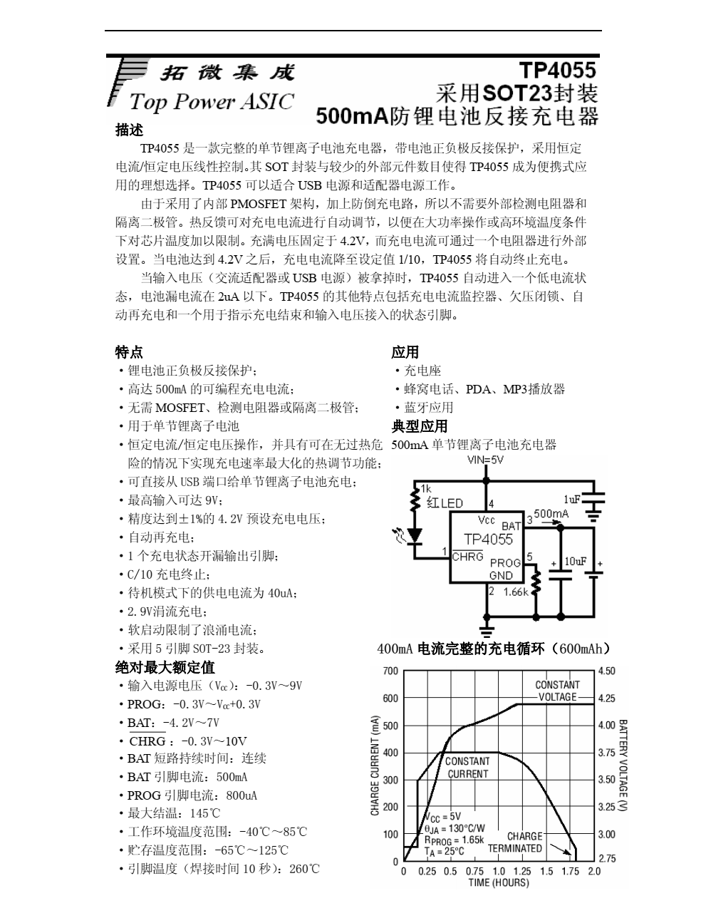 TP4055封裝SOT23-5品牌南京拓品微，原廠技術(shù)支持