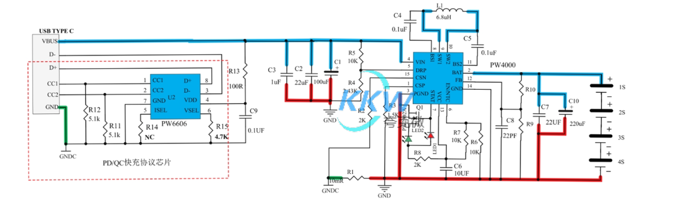 139號(hào) PD 和 QC 快充充電器 2A 給四節(jié)磷酸鐵鋰電池充電芯片方案 PW4000