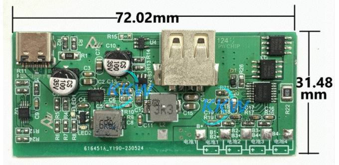 5V-12V2A 快充 PD/QC 給四節(jié)鋰電池充電和放電 5V2.4A 和保護板方案 124號