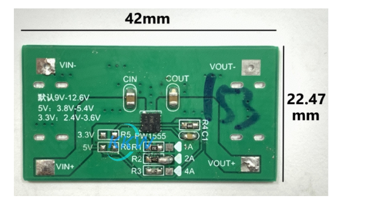 3.3V， 5V， 12V 三段輸入， 1A-4A 限流芯片模板 PW1555，輸出短路保護 153號