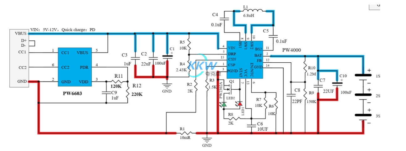 5V-12V 給三串磷酸鐵鋰電池充電升降壓芯片， PW4000 支持快充 PD 輸入 119號(hào)